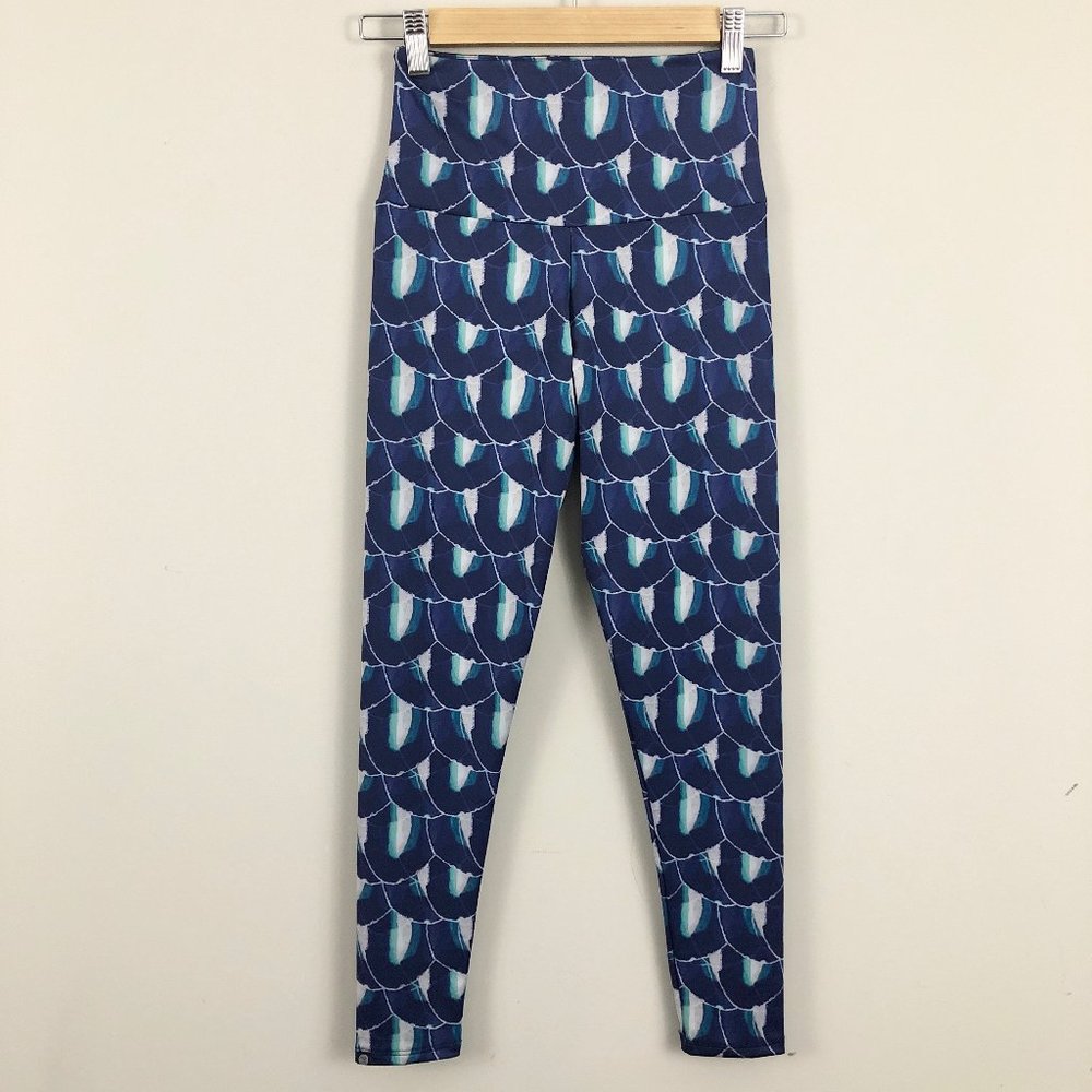 Onzie Flow Purple Blue Print High Waisted Leggings